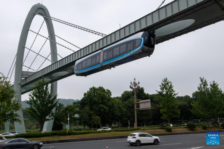 China launches first suspended monorail line